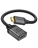 Silkland 8K Mini HDMI auf HDMI Adapter 2.1, 8K@60Hz 4K@120Hz, 48Gbps High Speed ​​HDMI auf Mini HDMI Bidirektional HDR eARC kompatibel mit Kamera Raspberry Pi Zero Grafikkarte Tablet Projektor