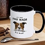 Pit Bull Kaffeetasse, lustige Kaffeetasse, 'It's Not Dog Hair', Keramik, Teetasse, Geschenke für Kinder, Männer, Frauen, Geburtstag, 325 ml