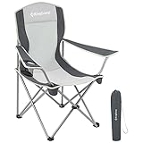 KingCamp Ultraleicht Klappstuhl Campingstuhl Angelstuhl Faltbar mit Netz Getränkehalter und Armlehnen schwarz/grau