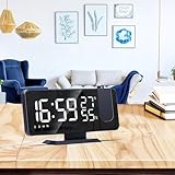19.1 cm LED Digital Projektor Wake Up Dual Alarms, Projektionsuhren für Schlafzimmer mit FM Radio Wecker mit Projektor, VA Display, Digital Wecker