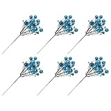 NUOBESTY 6 Stück Künstliches Beerenzweige zum Schneiden Farbecht Wiederverwendbar Selbstgemacht Weihnachtskranz Deko Handgefertigte Winterdekoration