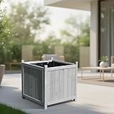 Mucola Blumenkübel Holz Pflanzkasten 50x50 cm Blumentrog Blumentopf Grau Pflanztopf Blumenkasten für Innen und Außen Pflanztrog Übertopf