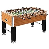 Mokuyary Kickertisch Stahl 60 kg 140x74.5x87.5 cm Hellbraun und Schwarz, platzsparend Kicker Tischfußball, Kicker Tischfussball Tischkicker für Kinder und Erwachsene