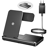 Eddibox 3 In 1 Ladestation für Apple Watch und iPhone, Faltbar 15W Schnelles Apple Ladestation Ladegerät für iPhone 17 16 15 14 13 12 Pro Max/Apple Watch/AirPods