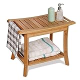 Bambus-Duschbank mit Ablage und Griffen, tragbarer Holz-Spa-Badhocker für Badezimmer und Duschbereich