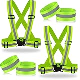 Warnweste, 2 Stück Warnweste Fahrrad, Reflektoren Kleidung, Reflektor Weste, Reflektorbänder Sicherheitsweste mit Elastisch, für Jogging,Radfahren,Wandern,Motorrad-Reiten oder Laufen