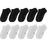 OCERA 10 Paar Kinder Sneaker Socken für Mädchen und Jungen - Schwarz-Weiß-Mix 35/38
