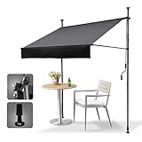 HOMEDEMO Klemmmarkise Markise Balkon (300 cm x 125 cm) Anthrazit mit Handkurbel, Balkonmarkise ohne Bohren, Sonnenschutz und wasserdicht, UV-beständig und höhenverstellbar