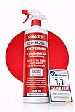 PRAXS® Schimmelentferner mit Kriecheffekt - Extra starkes Anti-Schimmelspray - 2,4% Aktiv-Chlor - Sofortwirkung gegen Schimmel - Für Wand, Bad, Fliesen, Silikonfugen