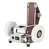 Mini Bandschleifer, Ganzkupfermotor Bandschleifmaschine, 7-Gang-Drehzahlregelung 4000-9000/min Bandschleifer Stationaer Tellerschleifer 20 Riemen für DIY Holzbearbeitung, Metallschleifen