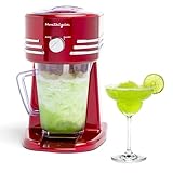 Nostalgia 1,2-Liter Gefrorene Getränkestation - Optimal für Slush-Drinks, Schneekegel, Margaritas, Daiquiris, Edelstahlklingen, Kabelaufbewahrung, Retro Rot