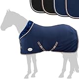 Esposita Abschwitzdecke mit Fellkragen Champion Edition Fleecedecke mit Kragen und Zierpaspel, Paradedecke, Showdecke Navy-Rosegold 145cm