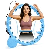 JLoibao Smart Hula Hoop Reifen Erwachsene Zum Abnehmen, 24-Stufiger Infinity Hula-Hoop (77-132cm) Mit Gewich Kugel, Einstellbar Fitness Leise Abnehmen Ausrüstung, für Anfänger und Kinder (Blau)