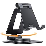 NULAXY Drehbarer Handy Ständer, Geeignet für Dicke Hüllen Verstellbar Faltbar Handy Halterung Smartphone Halter Tisch Zubehör Kompatibel mit iPhone 16 15 14 13 12 11 X Xr, Allen Geräten 4–8', Schwarz