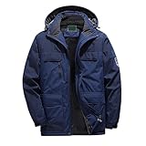 Winterjacke Herren Fleecefutter, Winterparka Herren Warm, Gefütterte Jacke Mit Kaputze Übergangsjacke Mit Taschen Freizeit WintermantelRegular Fit Herrenmantel Blouson Parker Sportjacke Für Wandern
