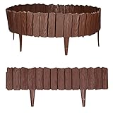 GARDENIX 2.3m Holzoptik Rasenkante Kunststoff 4 Module - Beetumrandung Garten, Beeteinfassung Braun, Beetbegrenzung, Flexible Blumenbeet Umrandung, Beetzaun, Gartenpalisade Holz, Beetkanten
