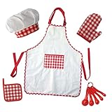 TOYANDONA 1 Satz Kochschürze Für Bausatz Küche Schürze Bausätze Kinderschürze Und Kochmütze Kinderschürze, Die Jungen Kocht Backsets Für Rot Baumwolle