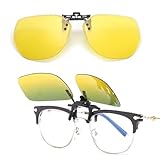 Yerozhui Polarisierte Nachtfahrbrille Clip für Brillenträger, Überzieh Nachtsichtbrille für Autofahrer, Gelbe HD Polarisierte Gläser, Reduziert Blendung, Verbessert Kontrast