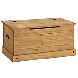 CARO-Möbel Holztruhe Salsa im Mexiko Stil, praktische Aufbewahrungstruhe Landhausstil, Holztruhe aus massiver Kiefer, gebeizt und gewachst