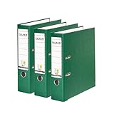 Original Falken 3er Pack PP-Color Ordner. Made in Germany. 8 cm breit DIN A4 grün Vegan Kunststoff-Ordner Ringordner Aktenordner Briefordner Büroordner Plastikordner Schlitzordner