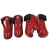 Rwigeboo Karate Gloves & Taekwondo Foot Protector Shock-Absorbing Sponge Lining Punching Gloves with Elastic Strap for Kickboxing, Martial Arts, M