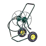 COSTWAY Schlauchwagen Metall, für 61M 3/4' Schlauch, Gartenschlauchwagen mit 2 Luftreifen & Kurbel, Schlauchtrommel Schlauchaufroller Garten, inkl. 188 cm Anschlusschlauch, Grün, 71 x 53 x 96,5 cm