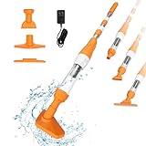 PoolyPoly Poolsauger Kabellos mit Akku, Pool Handsauger Bodensauger, 3 en 1 Poolreiniger mit Teleskopstange, Pool Staubsauger für kleine Pools, Spas, Whirlpools - Laufzeit 90 Minuten, Orange