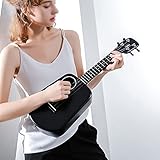 XYF Elektrische Gitarre Ukulele Konzert 23 Zoll, Ukulele Erwachsene Einsteiger-Set, Mahagoni Cutaway Für Erwachsene Und Kinder Mit Nylonsaiten (Color : Black, Size : 23 inches)