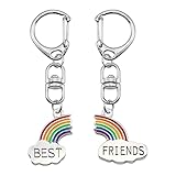 BIISDOST Modisch und einfach, EIN Paar gespleißte Liebhaber, Beste Freunde, Legierung, Öl, tropfender Regenbogen, Schlüsselanhänger, Schultaschen-Anhänger Korb Wohnzimmer (Silver #1, One Size)
