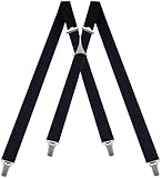 Decalen Herren und Frauen Hosenträger Schwerlast Verstellbar mit Starken Clips, 25 mm Breit Ideal für Arbeit, Freizeit, Formelle Anlässe, Einheitsgröße, X Form (Schwarz)
