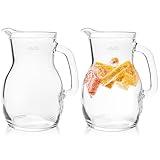 KONZEPT Hochwertiger Wasserkrug Glas 2 Stk Set 500ml Glaskrug Perfekt für Wasser, Milch, Säfte Wasserkanne mit ergonomischem Griff – In verschiedenen Größen erhältlich