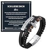 Gamtic Personalisierte Herren Leder Armband - Premium Edelstahl Wikingerarmband Lederarmband Armbänder Herren Armband mit Gravur Herrenarmbänder Geschenke für Männer (Ich Liebe Dich)