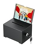 Uniclife Metall-Spendenbox für Spendenaktionen, Vorschlagsbox mit Einwurfschlitz und Schloss, schwarze Wahlurne mit Schildhalter, Aufbewahrungsbehälter für Spendenaktionen, 16x12x10 cm