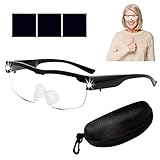 Lupenbrille mit Licht als Lesehilfe und Sehhilfe,300% Vergrößerungsbrille mit 2 LED Lichts,Lese Lupenbrillen,Hände Frei Blaulichtfilter Leselupe für Brillenträger,Senioren, Nähen, Reparatur