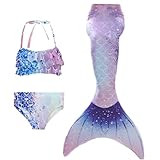 YNYCIPZ Bikinis für Mädchen,Badeanzüge für Mädchen,Kinder-Meerjungfrau-Badeanzug, dreiteilig, Fischschwanz-Mädchen-Prinzessin-Rock-Bikini-Kostüm, geeignet für Körpergröße 130 cm