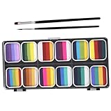Garneck 12 Farben Gesichtsbemalungsset und Erwachsene Wasserlösliche Körperfarben Palette mit Pinseln Hautfreundlich und Abwaschbar für Halloween und Karneval