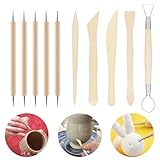 10 Stück Modellierwerkzeug Ton Set,Töpferwerkzeug, Polymer Clay Sculpting Tools,Wooden Carving Profis und Anfänger Clay Modelling Tools für DIY Kunsthandwerk Modellierung Shaping Carving