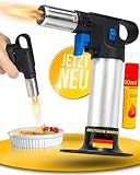 MAGNUM® Flambierbrenner [inkl. 300 ml Gas ] 1300 ∘C – Premium Creme Brulee Brenner, nachfüllbar mit Sicherung – Ideal zum Karamellisieren, Flambieren & Bräunen