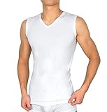 MC's Goods 3er Pack Herren Business Unterhemd Muskelshirt mit V-Ausschnitt & Ärmellos Stretch 95/5 Baumwolle/Elasthan in Weiß, Grau, Schwarz S-XXL (Weiss, L)