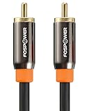 FosPower - 1 Meter Koaxialkabel Cinch Kabel RCA Digital Audio | 24K Vergoldeter Stecker | RCA-Stecker auf RCA-Stecker | cinch auf klinke 3,5 für Heimkino 5.1, HDTV, Soundbar, Subwoofer Kabel | 1m