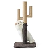 Lesure Kratzstamm für Katzen - 80cm Kratzbaum in Kaktusform, Kratzsäule für Katzen mit Plattform aus strapazierfähiger Teppichstoff, Stabiler Kratzpfosten für Katzen, Braun