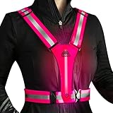 Topward Warnweste Sicherheitsweste für Fahrrad Auto Laufweste Joggen, High-Vis reflektierende Warnweste für optimale Sichtbarkeit, Damen Herren Kinder warnwesten, LEDs Tag und Nacht Motorrad Radfahren