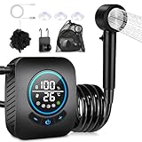Spopal Camping Dusche, [8000mAh] Campingdusche Tragbare mit Pumpe und Temperaturanzeige, Mobile Dusche Outdoor Set mit Duschkopf und 2M Schlauch für Camping Garten Autowaschen Strand Reisen Haustier