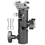 Blitzschienen, Blitzneiger 3-teilig Schirm-Halter mit Blitzschuhe und 1/4' & 3/8' Spigot für Lampenstativ, Blitzgeräte und Reflexschirme/Durchlichtschirme Fotostudio