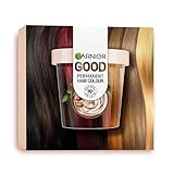 Garnier Dauerhafte Haarfarbe, Haarfärbeset für intensive und langanhaltende , Coloration für bis zu 8 Wochen strahlende Farbe, Ohne Ammoniak, 4.0 Kakao Braun, Good Starter Set