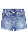 KIDSCOOL SPACE Mädchen Slim-Fit Jeansshorts, Einfaches Ripped-Design, Sommer-Halblange Jeanshose, 11–12 Jahre