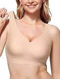 Vertvie Nahtlos BH Damen Große Größen Ohne Bügel Push Up Bra V-Ausschnitt Vollschalen Weich Bralette Komfort Seamless T Shirt BH Stretch Soft Schlaf BH mit Verlängerung (Haut, XL)