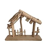 Sharplace Weihnachtsdekoration, Krippenornament, Heim-Schreibtischdekor, Holzstall, Krippenstall für Schlafzimmer, Zuhause, Weihnachtsschreibtisch
