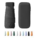 Yanrunce Mini-Regenschirm, Mit Aufbewahrungsbo UV-Schutz Sonnenschirm Mini 6 Knochenschirm, Regenschirm Sturmfest für Erwachsene Kinder, Ultra-Portable Design for On-the-Go (Schwarz)