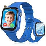 uleway Kinder Smartwatch, 4G wasserdichte Smartwatch Kinder mit Telefonieren ohne Vertrag, IP67, 1,83' Touchscreen, Kamera, Wecker, Spiele, Kinderuhr für Geschenke 4-16 Jahre, Blau